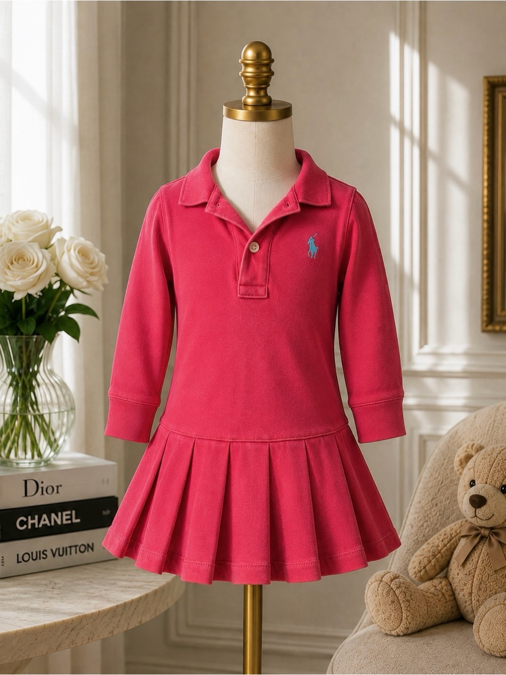 Ralph Lauren Pink Polo Pleated Tennis Dress 2T Preppy Y2K Coquette